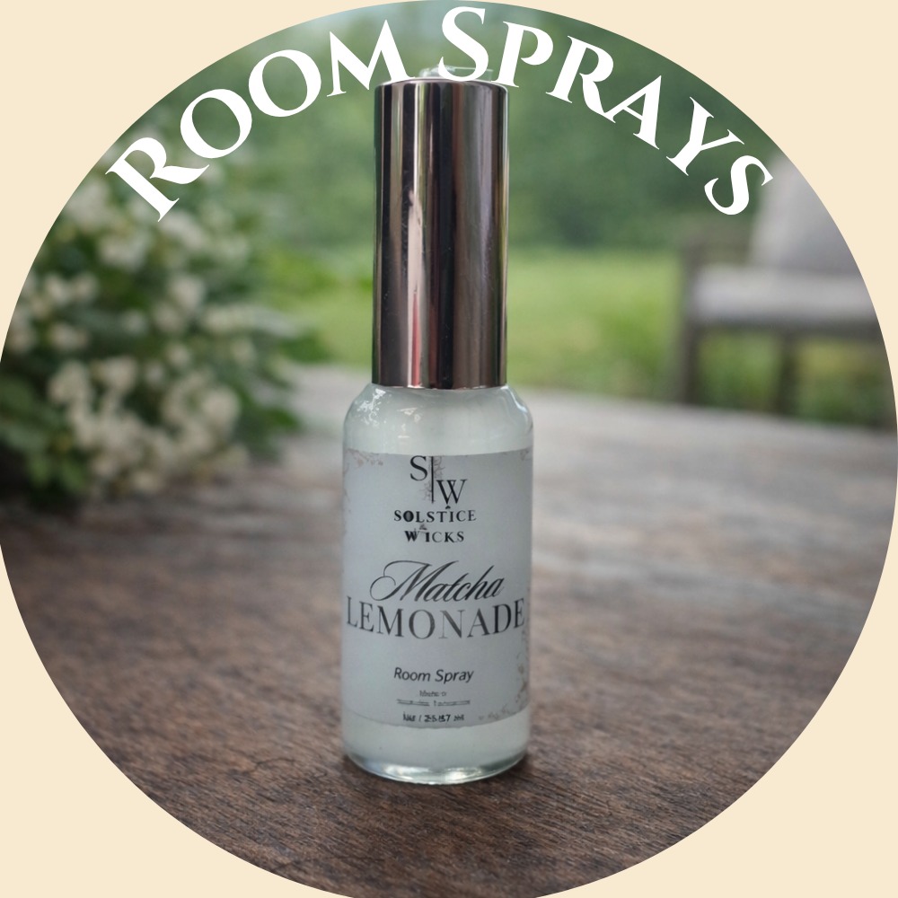 Room spray glass bottle hand mixed by Solstice Wicks