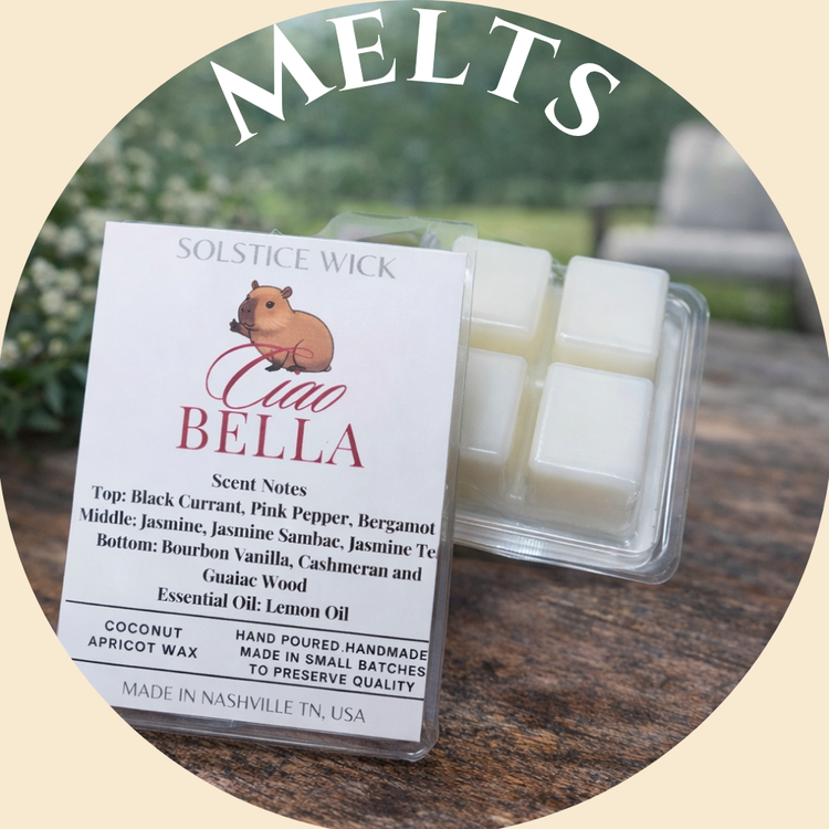 wax melts cubes with a label of Ciao Bella on front with a Capibara 