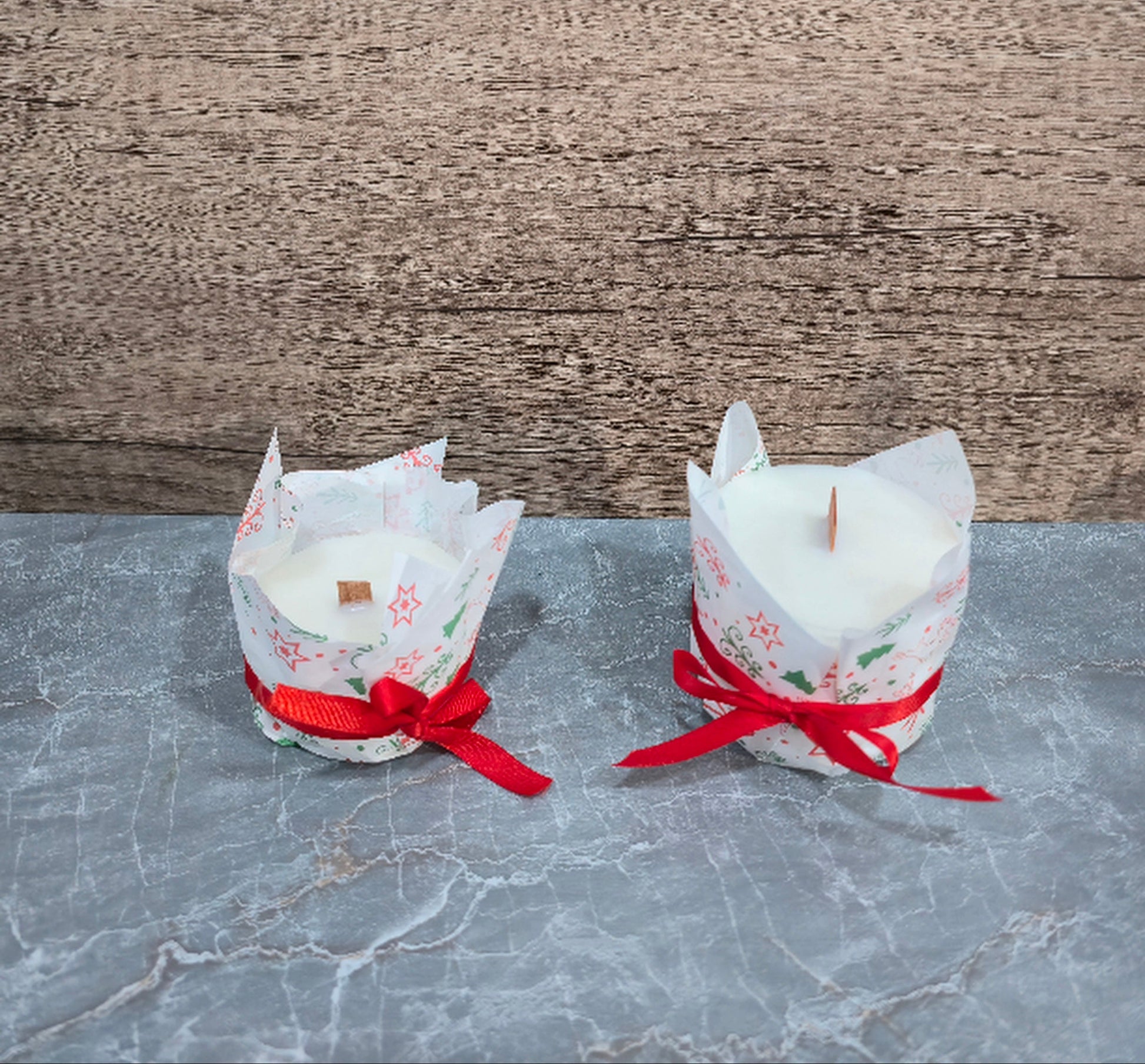 “Solstice Wicks candle refill insert made with coconut apricot wax and wood wick.”